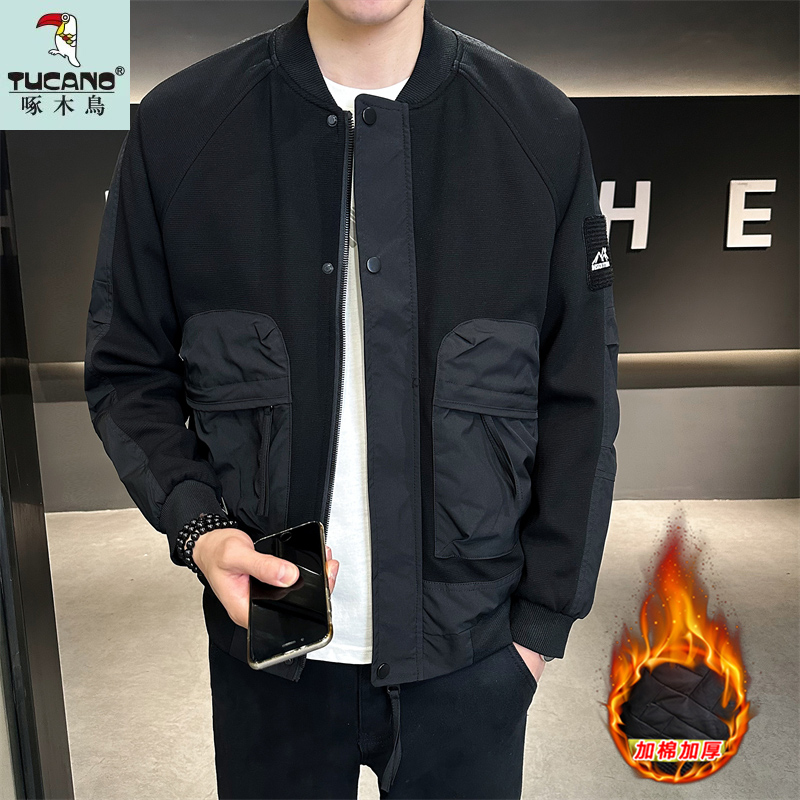 TUCANO/啄木鳥加棉加厚男士外套棒球领帅气工装青年夹克保暖棉衣