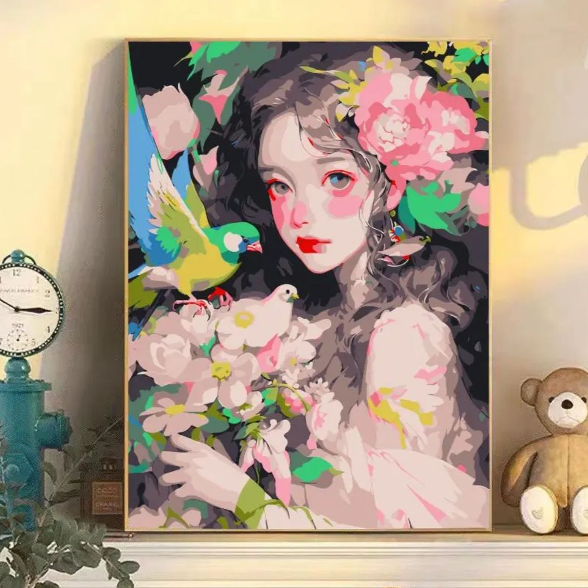 diy数字油画花卉女孩系列手工填充填色油画高级感治愈系挂画