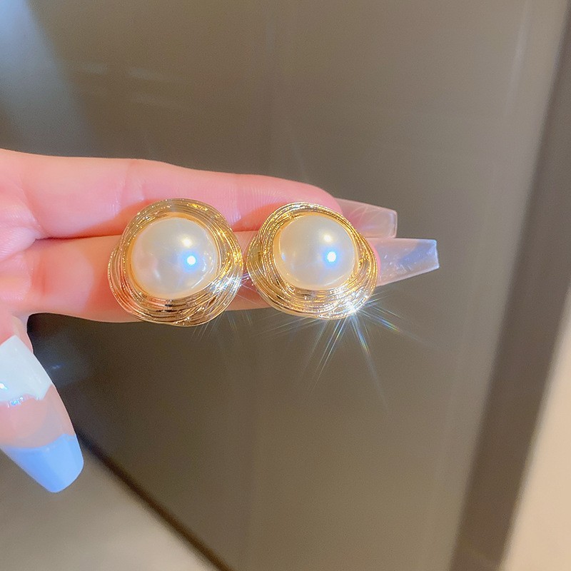 合金耳饰 201号小众设计感圆形拉丝耳钉洋气耳饰高级感