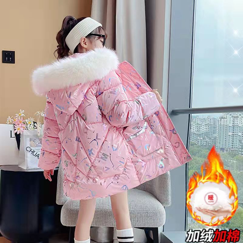 雅鹿女童冬装洋气棉服外套2023新款儿童冬季加厚羽绒棉衣中大童免