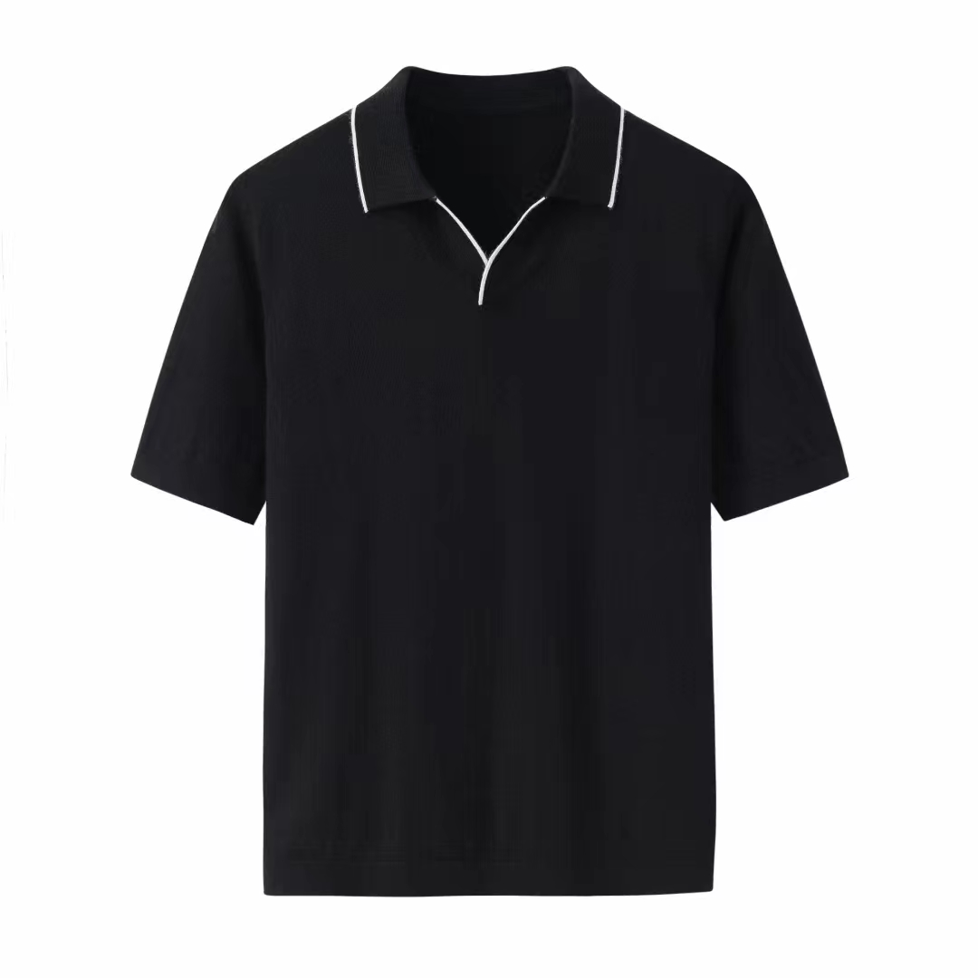 鑫富绒精纺纯山羊绒男士薄款上衣翻领短袖