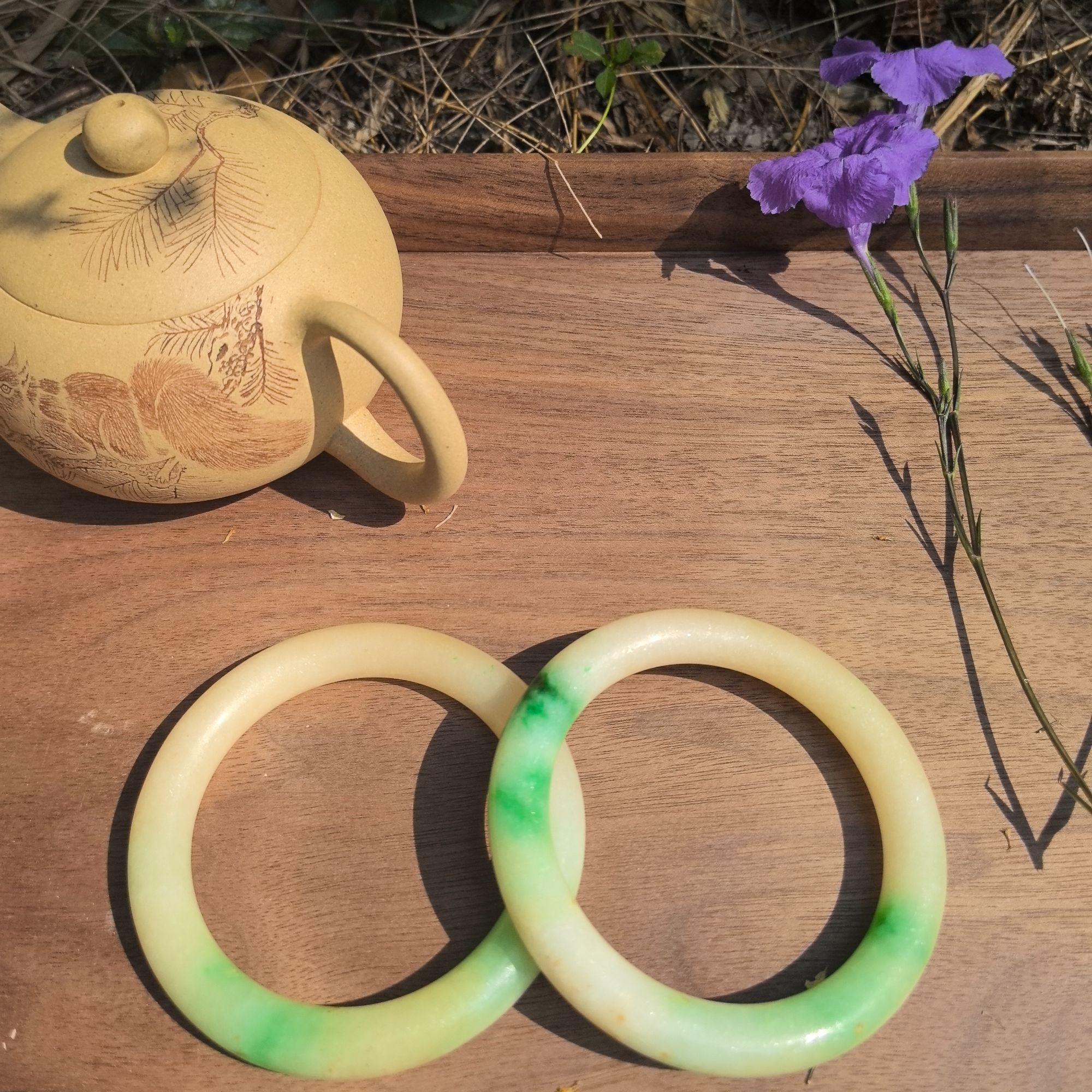 古蕴双镯翡翠手镯  圈口伍捌 复古中古镯子简约优雅百搭气质