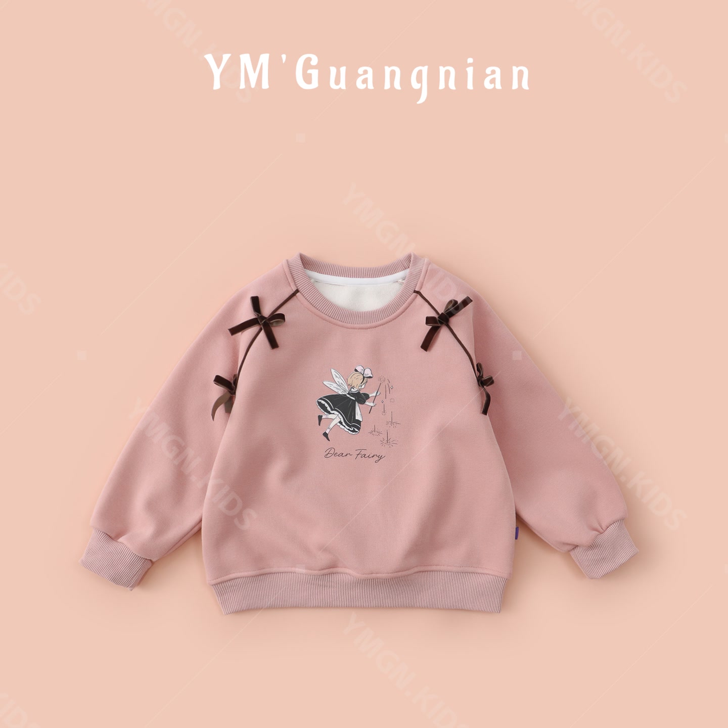 【幼棉光年】冬季女童加绒保暖百搭舒适圆领印花卫衣521770