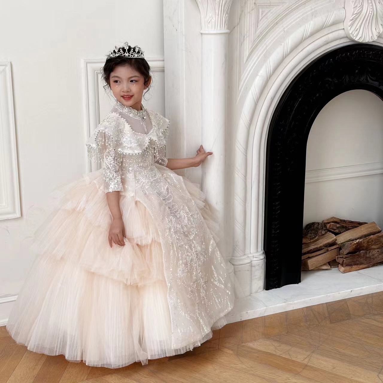 【富家千金】儿童高定女童轻奢晚礼服公主裙白色演出服生日走秀裙子