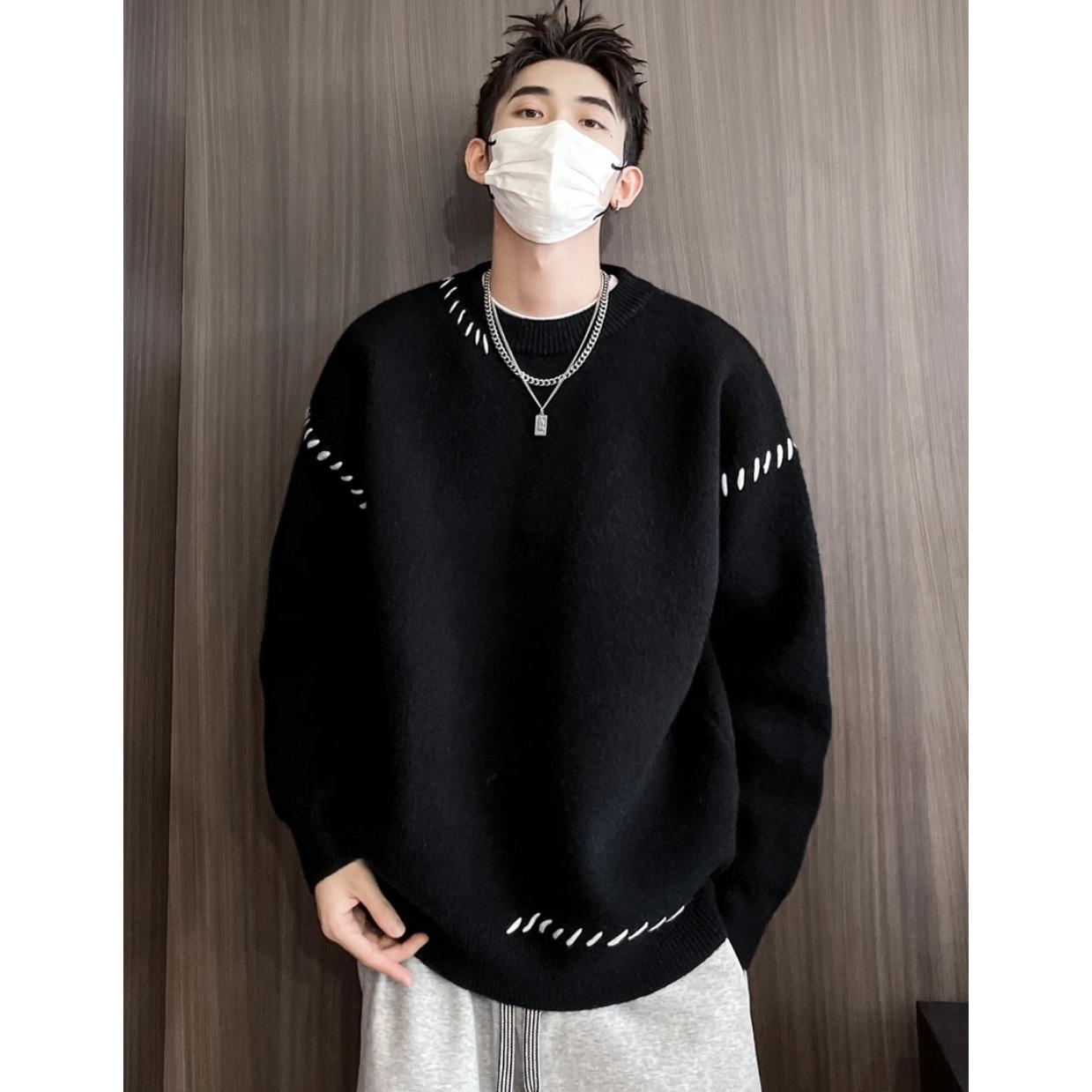 【小扬哥推荐】秋冬季毛衣男百搭保暖美式时尚潮流韩版针织衫圆领潮