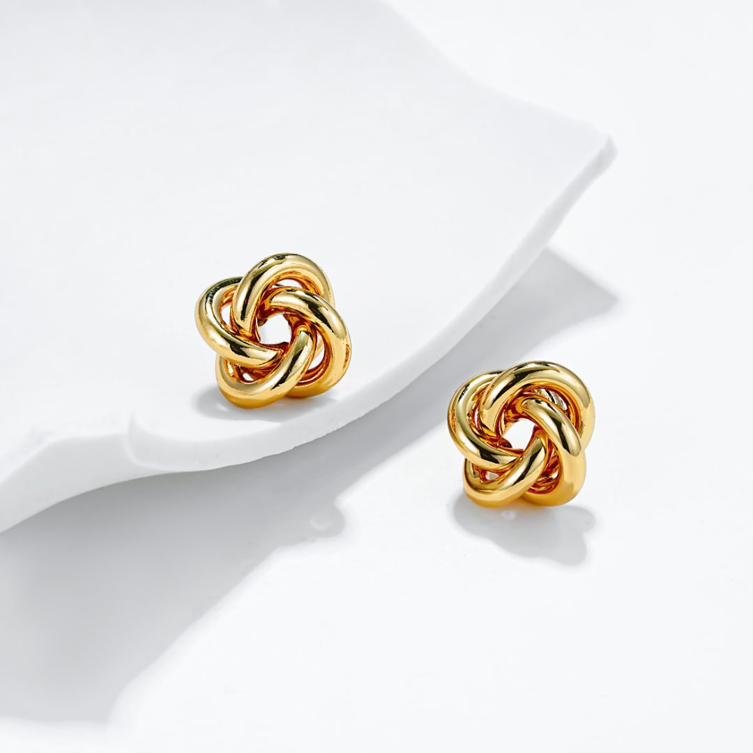 铜合金耳饰 金色时尚设计原创环环相扣【金刚经】8190