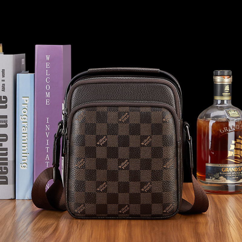 英皇保罗真皮百搭男士斜挎单肩商务休闲手提包大容量牛皮时尚皮包