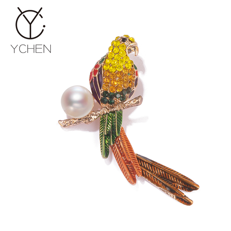 VELLICHOR 铜合金胸针 尾巴会动的彩色鹦鹉女可爱中古风精致西装