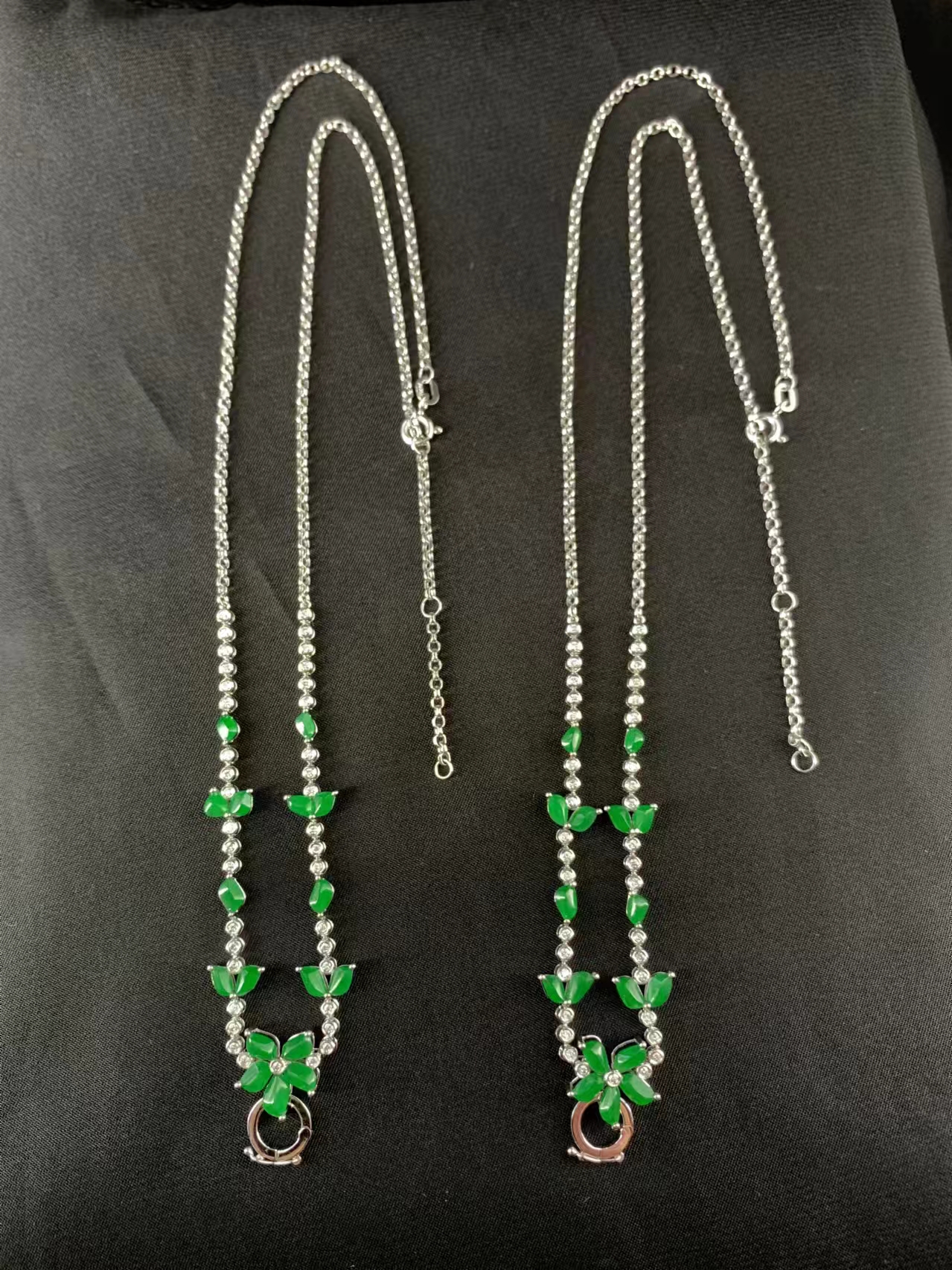 【翡翠至尊】18k缅甸a翡翠随形花朵套链一条 | 多样性发一 | 947