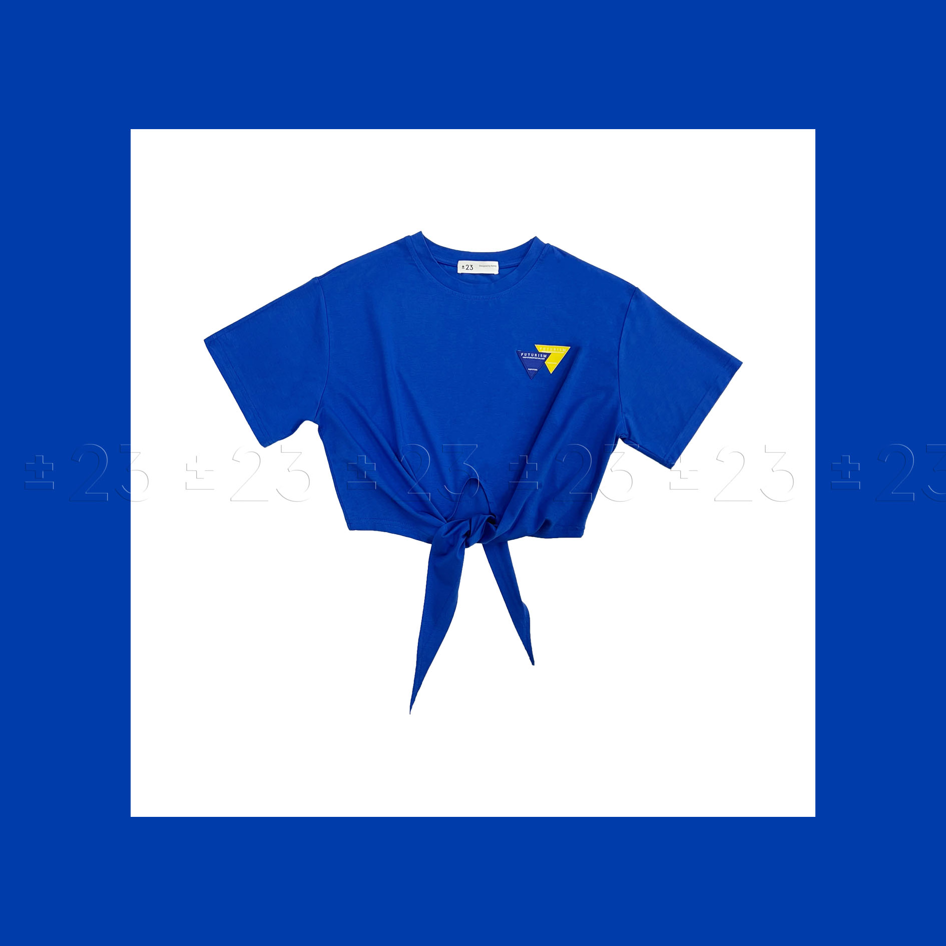 Kenny‘s ±23【反季超级大促蝶豆花】SS24031蓝色绑带收腰短款T恤