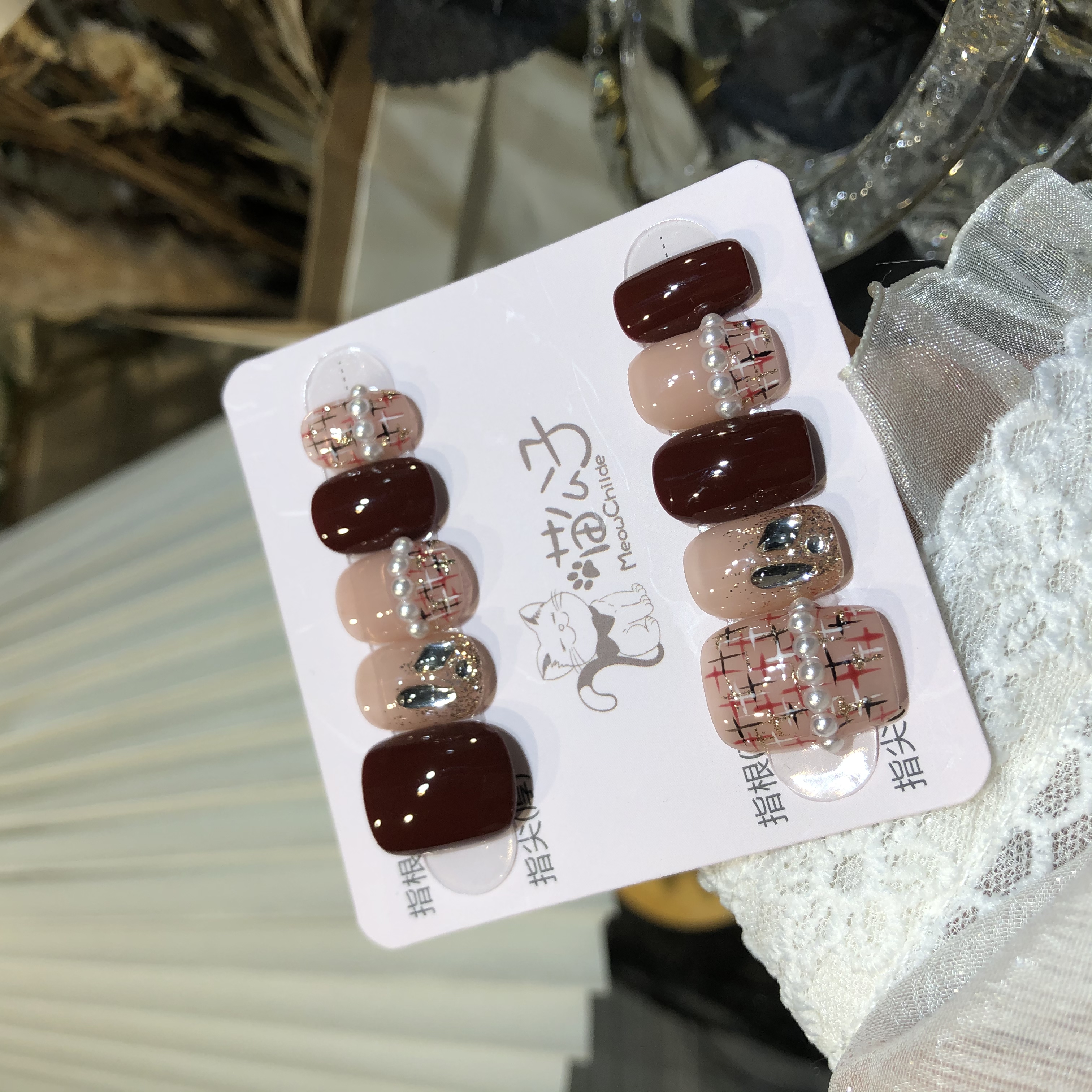 【优雅香风】【喵公子】纯手工穿戴甲可拆卸美甲光疗甲