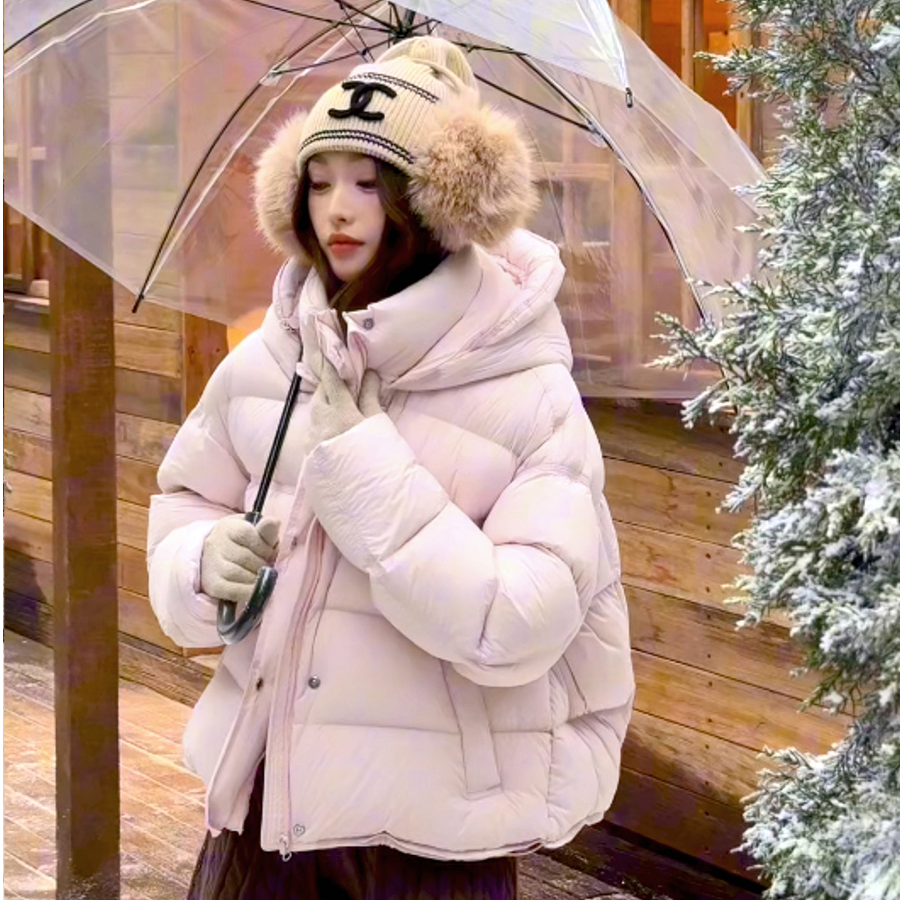 【陈都灵同款】轻柔云感95白鸭绒泡芙龟背羽绒服女短款连帽加厚外套
