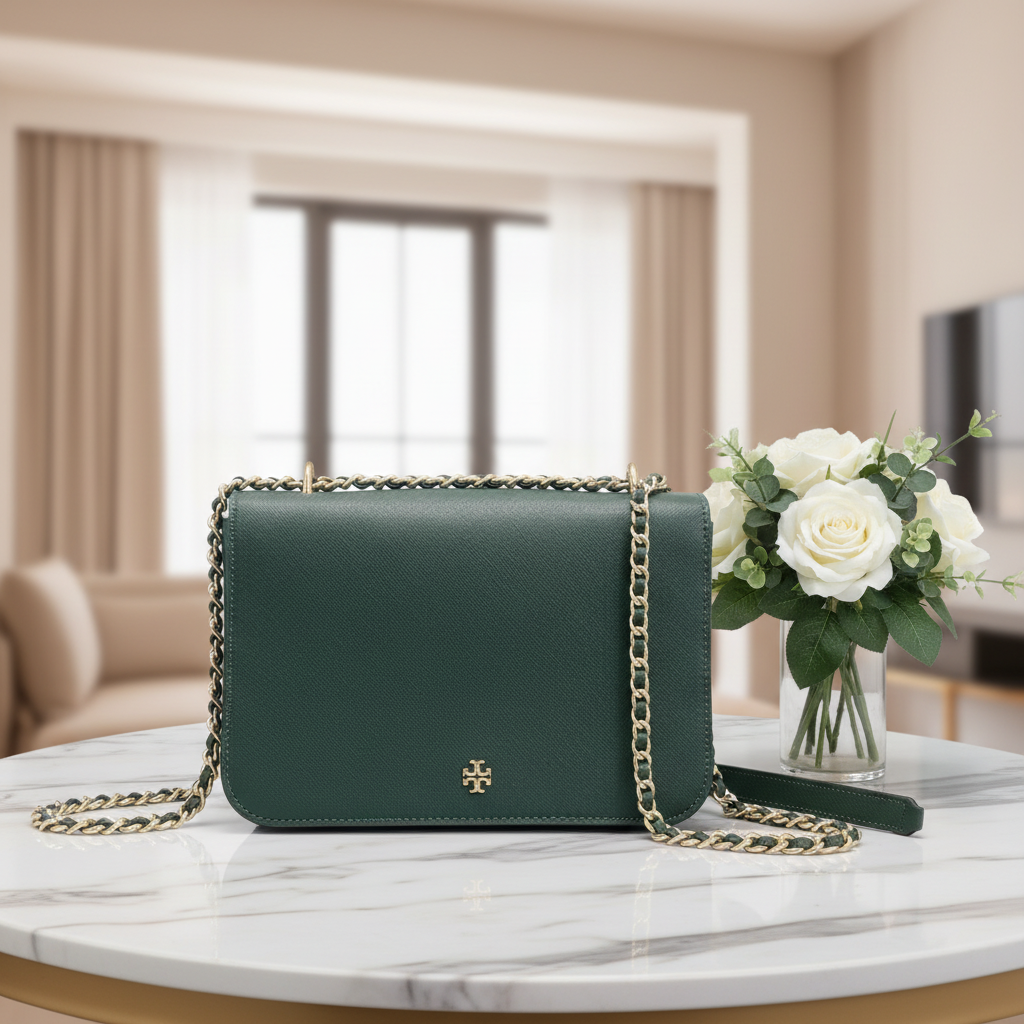 95新 TORY BURCH/汤丽柏琦     墨绿色斜挎包 1828 3912 