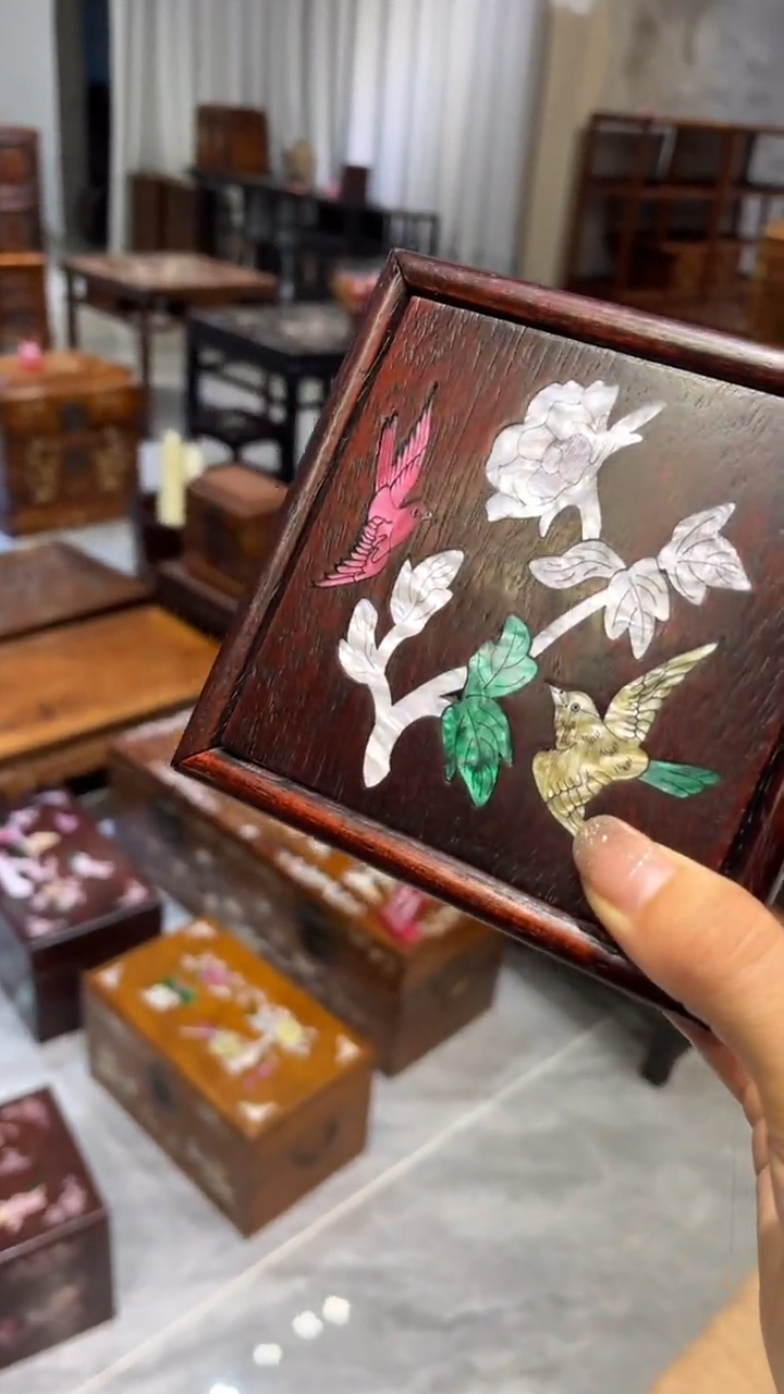 木花开富贵方形抽拉盒