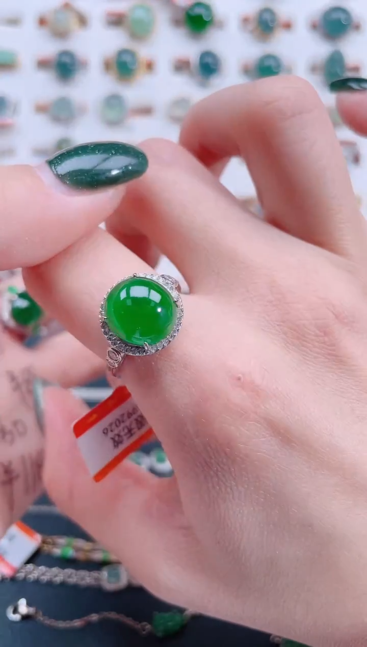 银S925镶嵌戒指翡翠天然翡翠