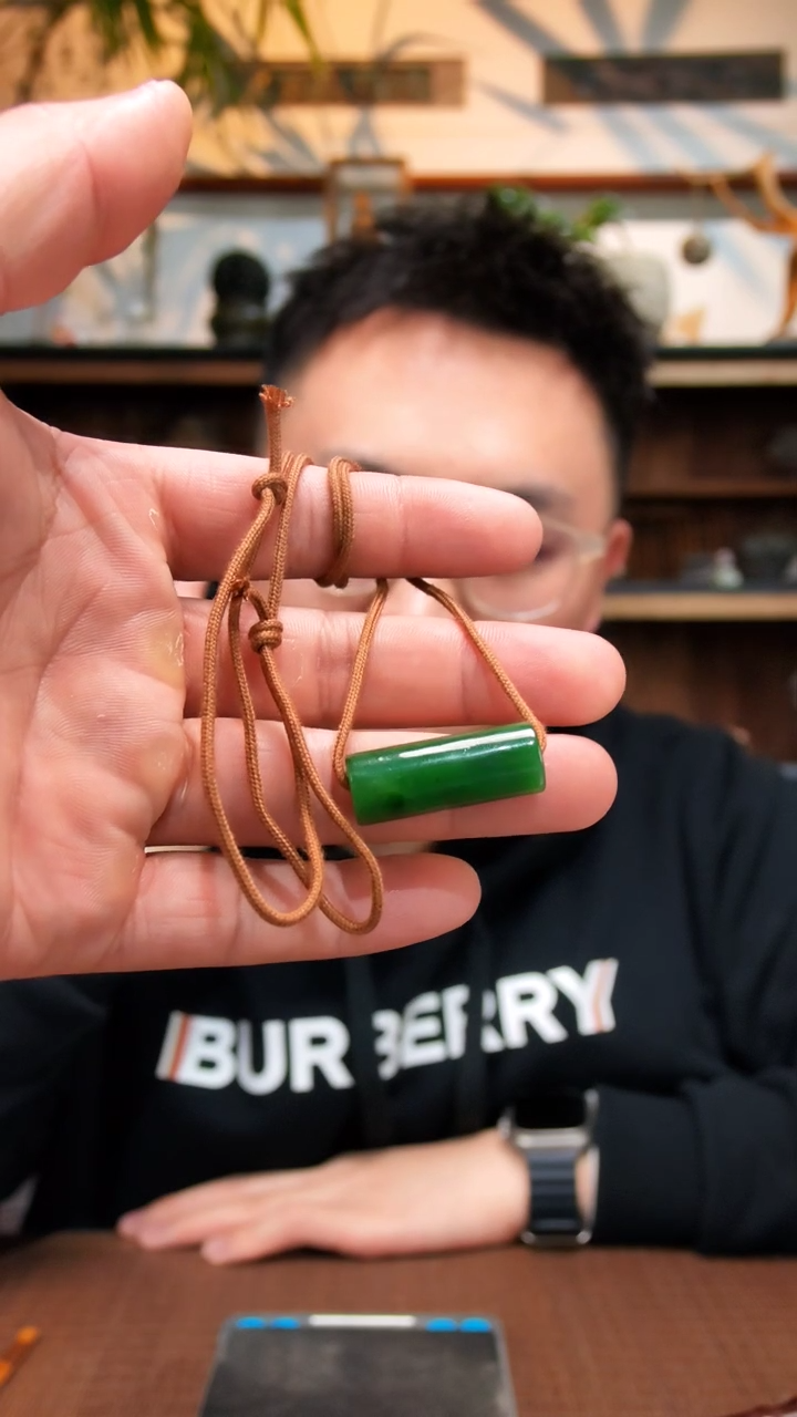 颈饰未镶嵌和田玉碧玉桶珠吊坠ZD