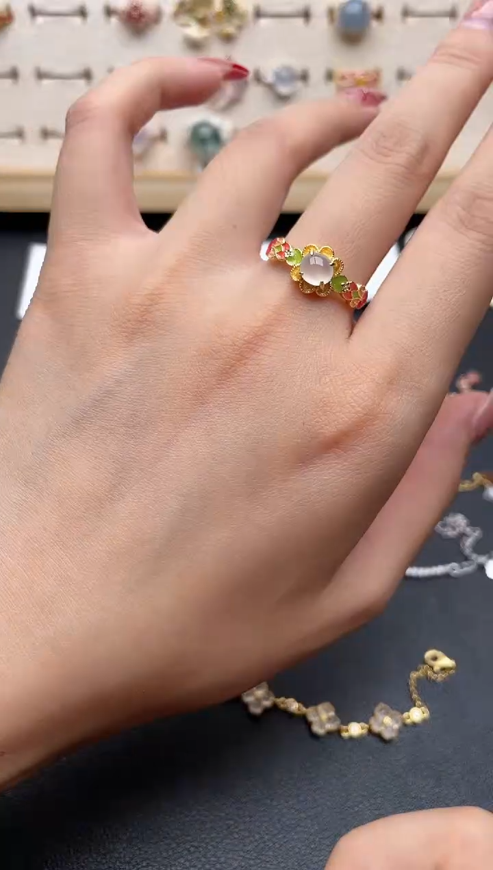 【闪购商品】翡翠戒指银S925镶嵌一物一证一礼盒