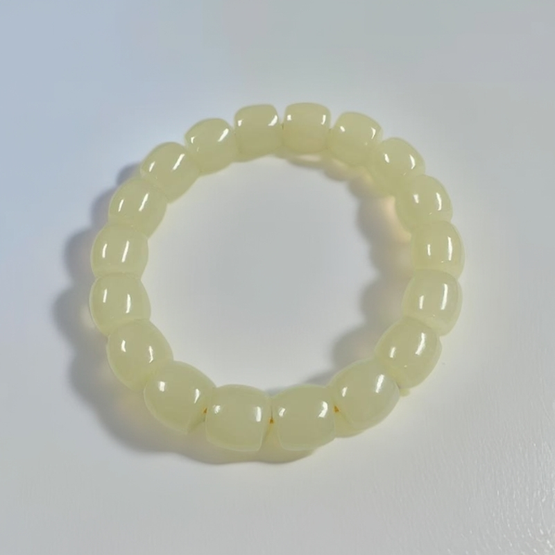 【嘉玉隆珠宝】天然和田玉蜂蜜水手串12mm左右老型珠