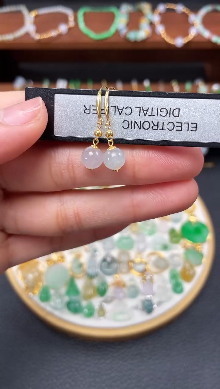 【闪购商品】翡翠耳饰18K金镶嵌多样性发货一对   JK628