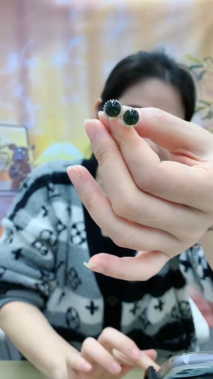 【闪购商品】蓝珀耳钉银S925镶嵌dd@@蓝珀925耳钉226-08