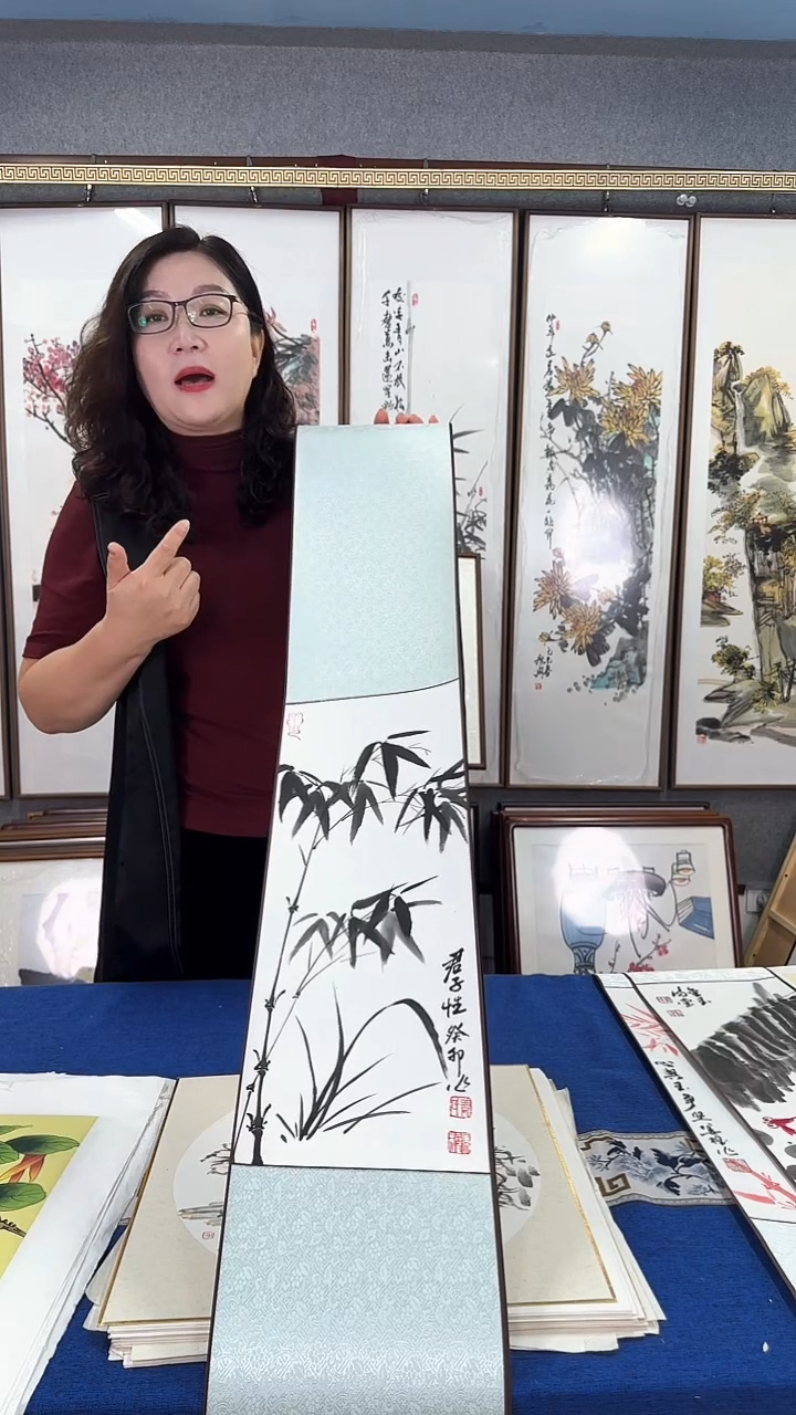 国画清风竹 卷轴20*125