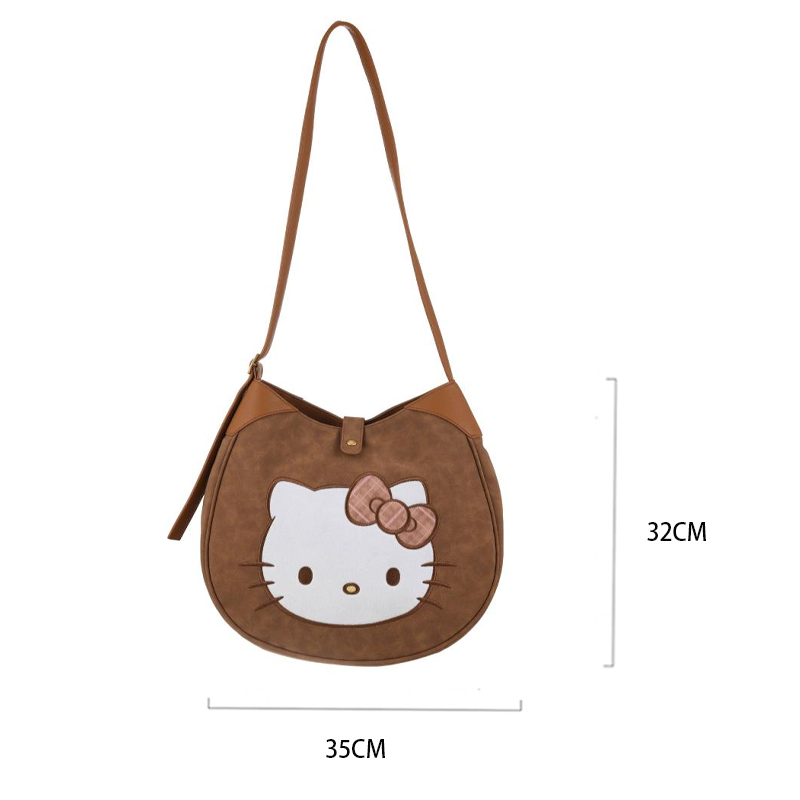 三丽鸥家族复古格纹联名系列单肩托特包-Hello Kitty款&名创优品