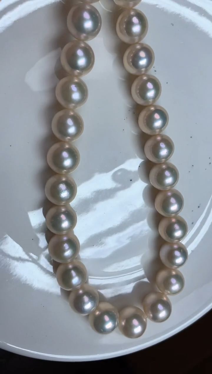 项链未镶嵌淡水珍珠3900  12-14mm大点位白珠全珠项链