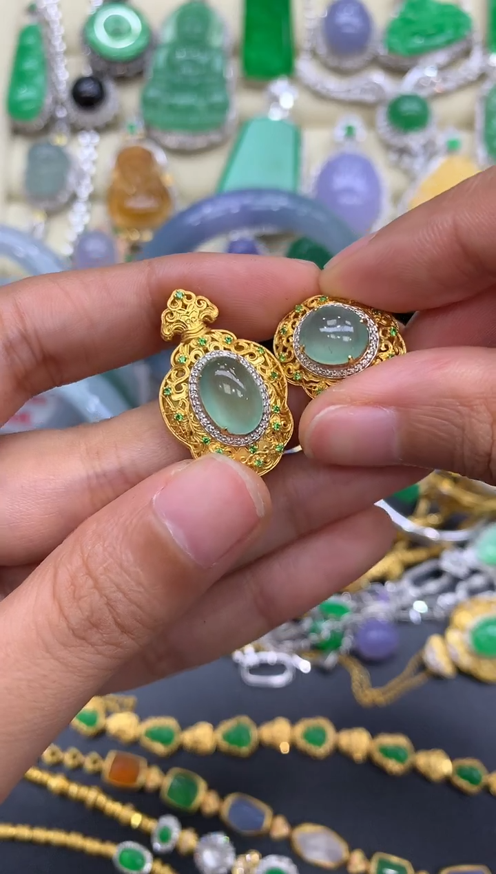 翡翠18K金镶嵌颈饰488-中国好珍宝 吊坠 戒指