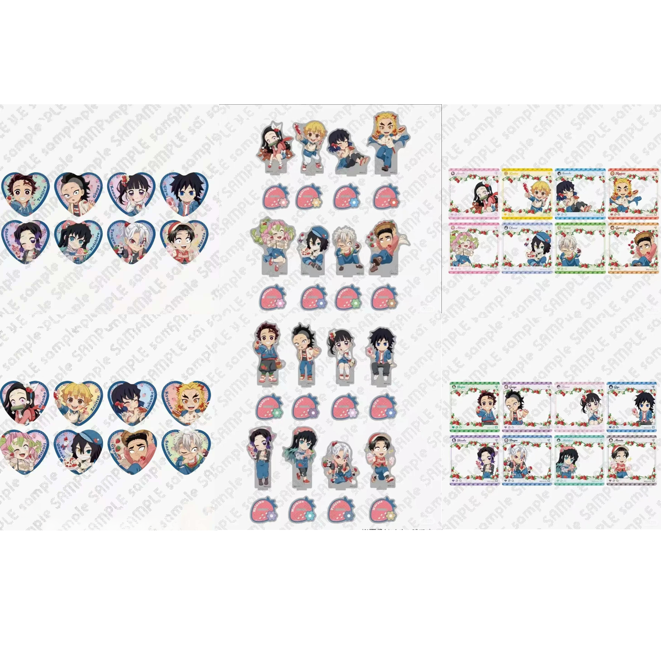 ◆鬼灭之刃草莓庆典限定心形吧唧立牌透卡盲盒