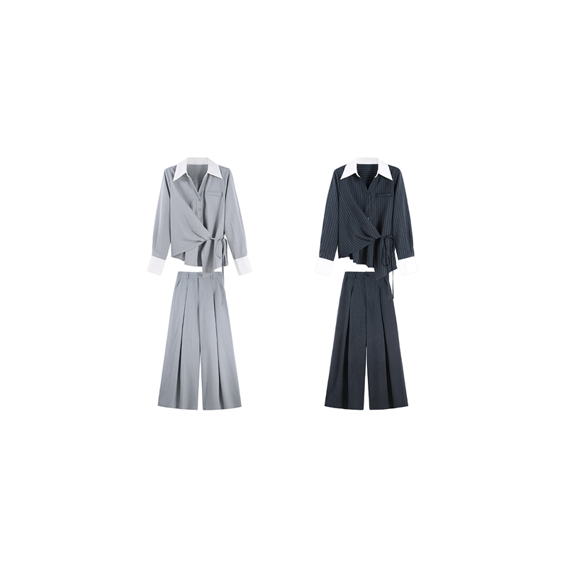 【原创设计】2025秋季设计条纹职业气质时尚套装HBZU651529