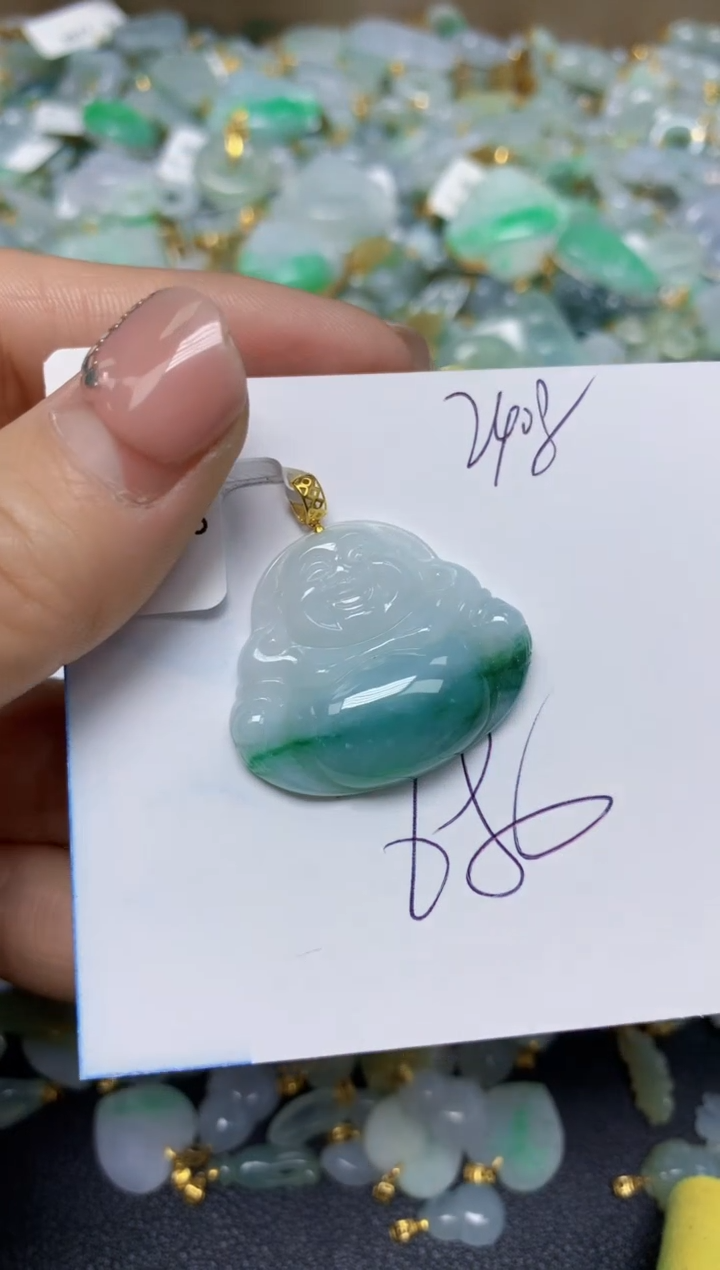 【闪购商品】翡翠挂件18K金镶嵌 天然翡翠A货