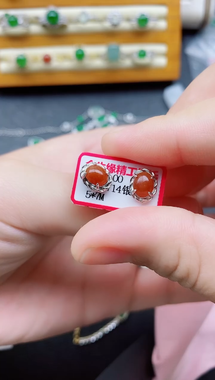 银S925镶嵌戒指翡翠铭*1