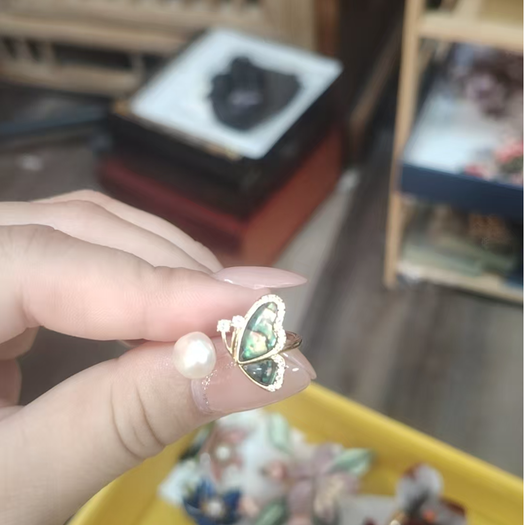 非金属布艺戒指 【螺钿】不掉色非遗手工戒指