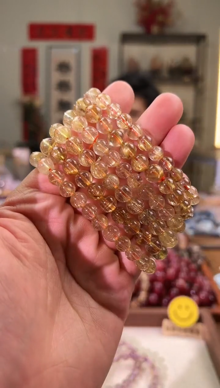 【闪购商品】发晶手串未镶嵌7+mm金钛晶（多样性发其一）