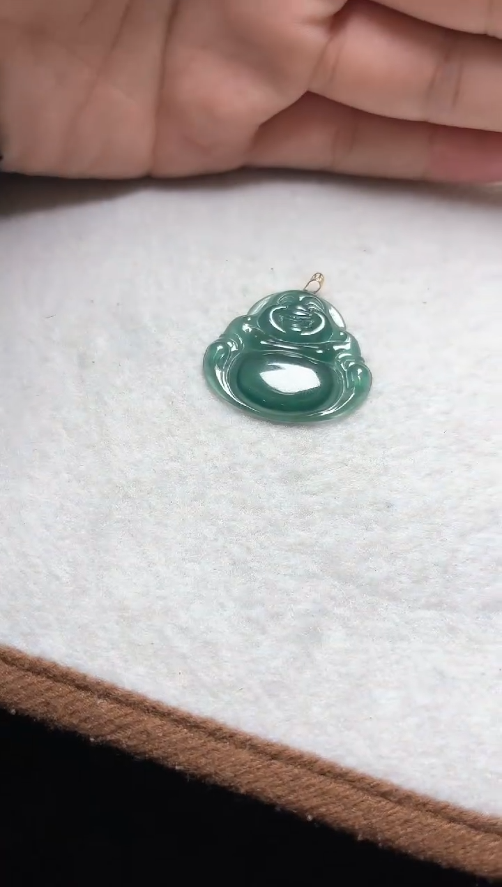 【闪购商品】翡翠吊坠(不含链)18K金镶嵌佛公