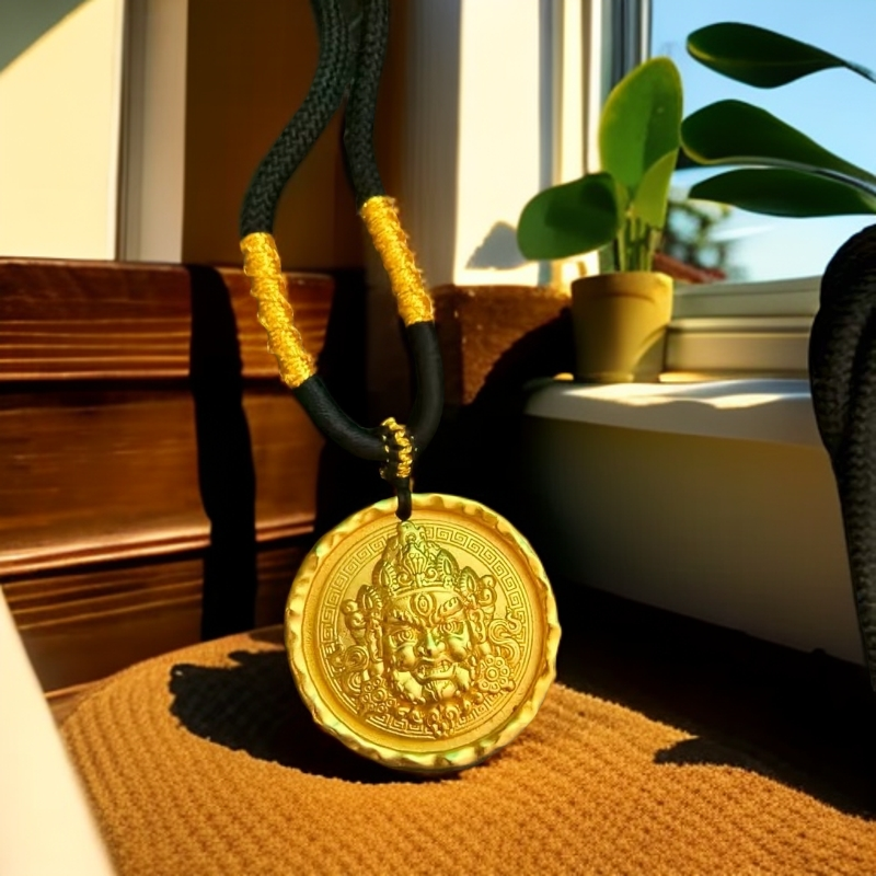 合金吊坠 古法精工罗盘吊坠时尚男士黄财神双面原创设计实心雕刻