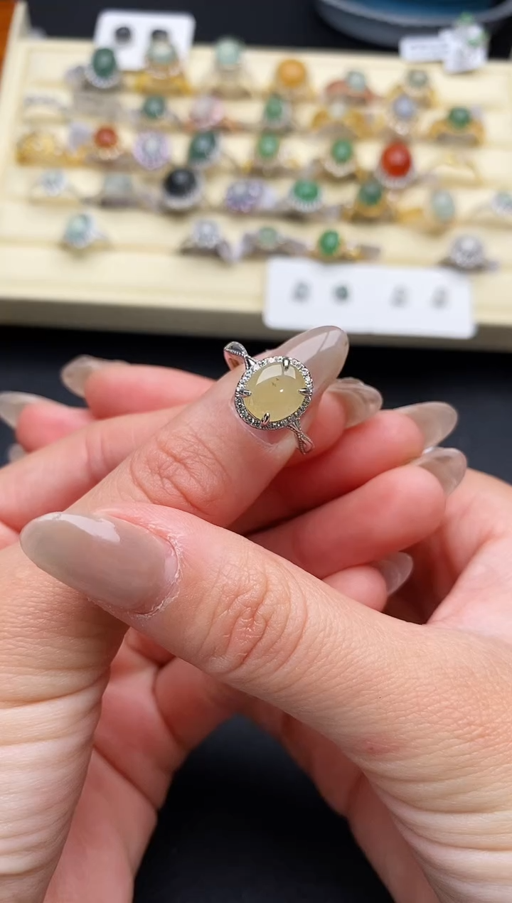 【闪购商品】翡翠戒指银S925镶嵌11111111+1