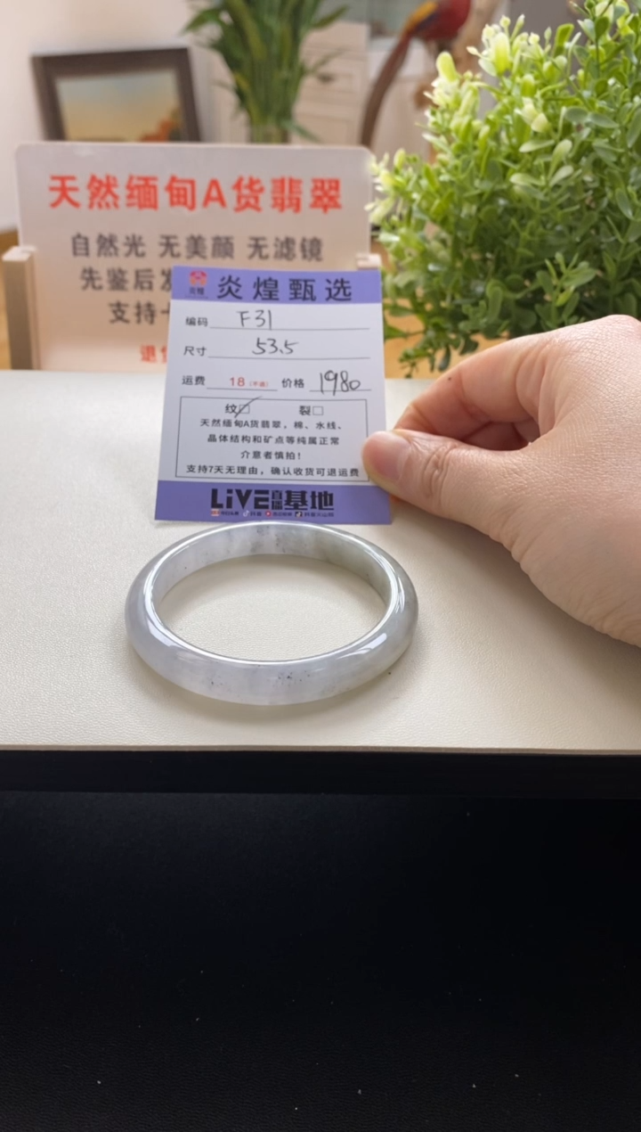 未镶嵌手镯翡翠圈口53.5编码f31