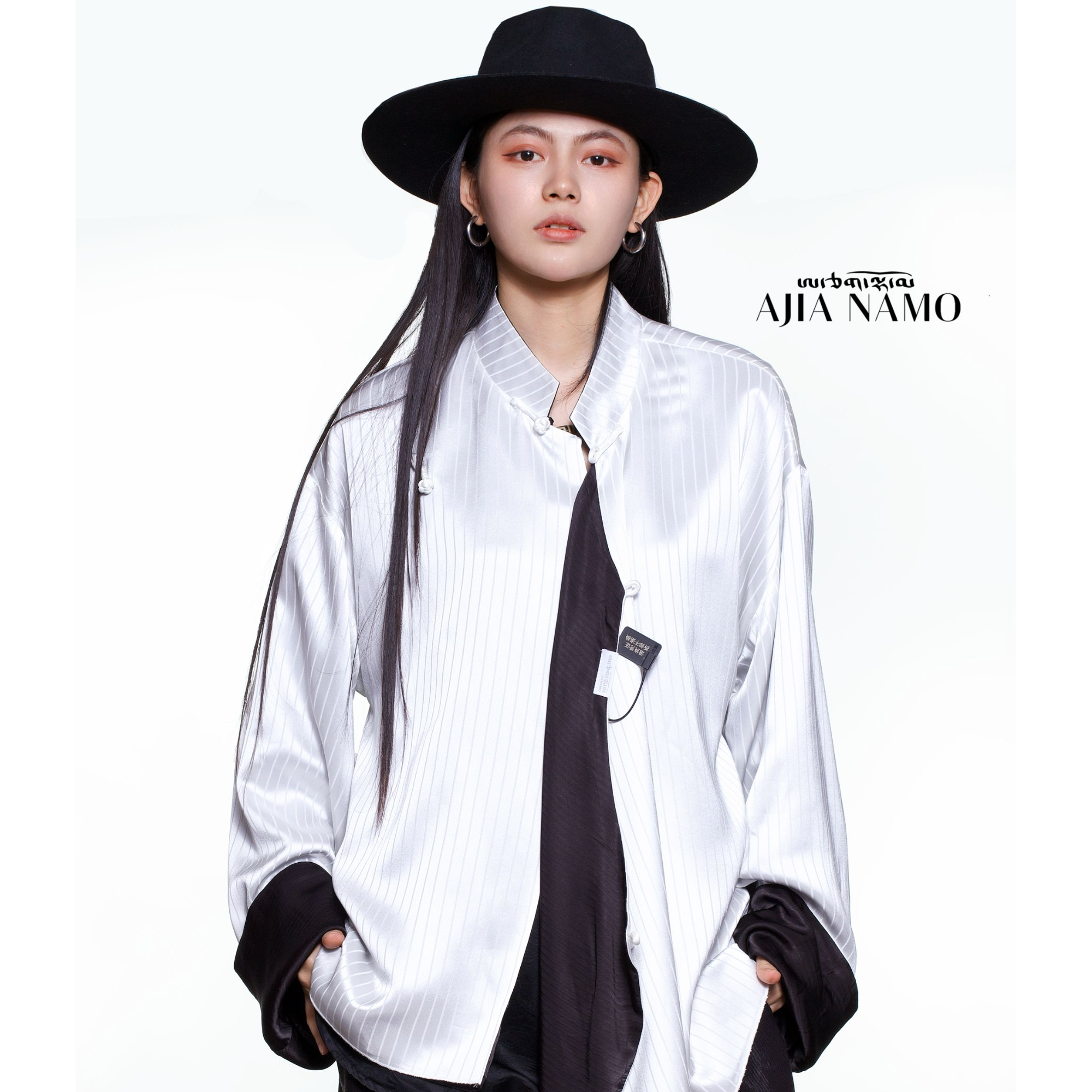 AJ-NAMO原创设计款竖纹黑白双面穿外套607