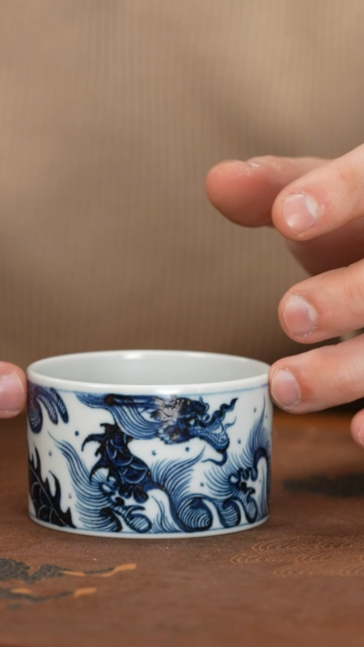 【闪购商品】杯观元之华鱼化龙矮直口杯