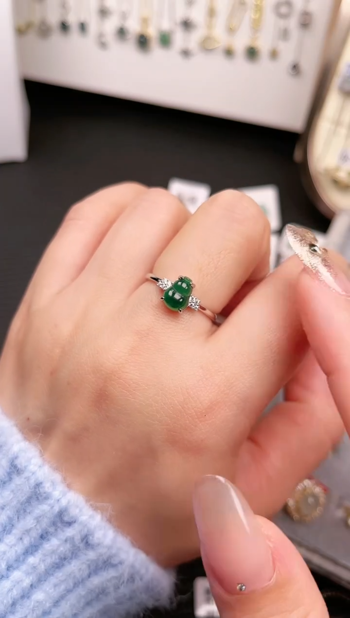 【闪购商品】翡翠戒指银S925镶嵌戒指