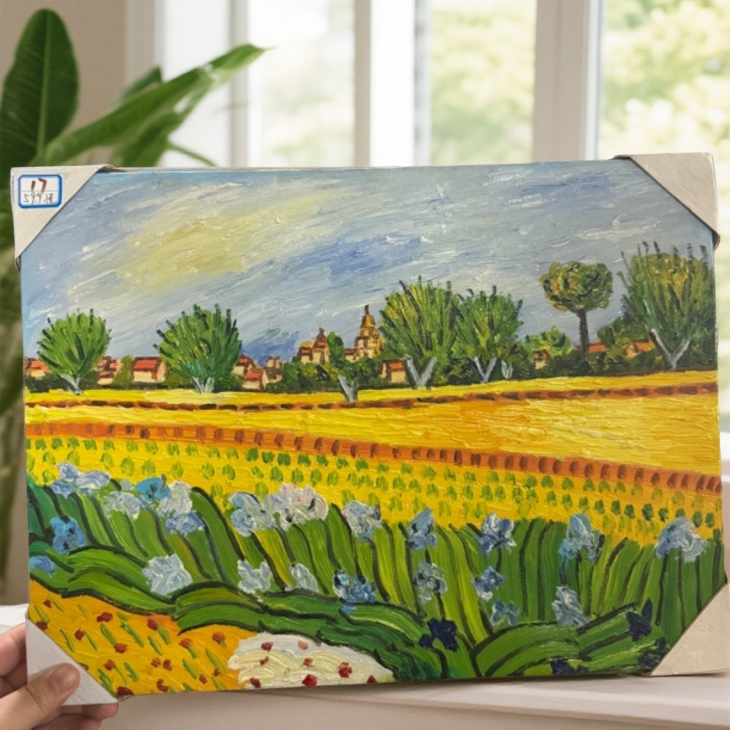 悦2号精品纯手绘油画30*40风景花卉厚油电表箱客卧室玄电表关白墙