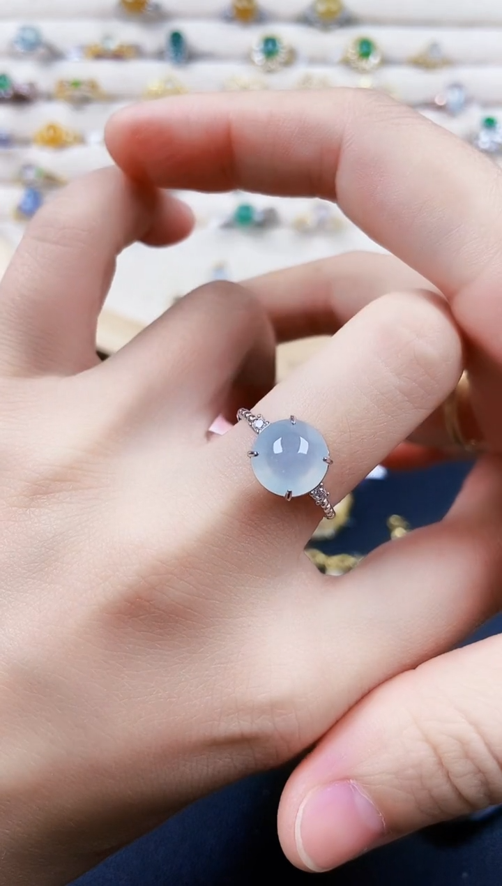 翡翠戒指银S925镶嵌4646456