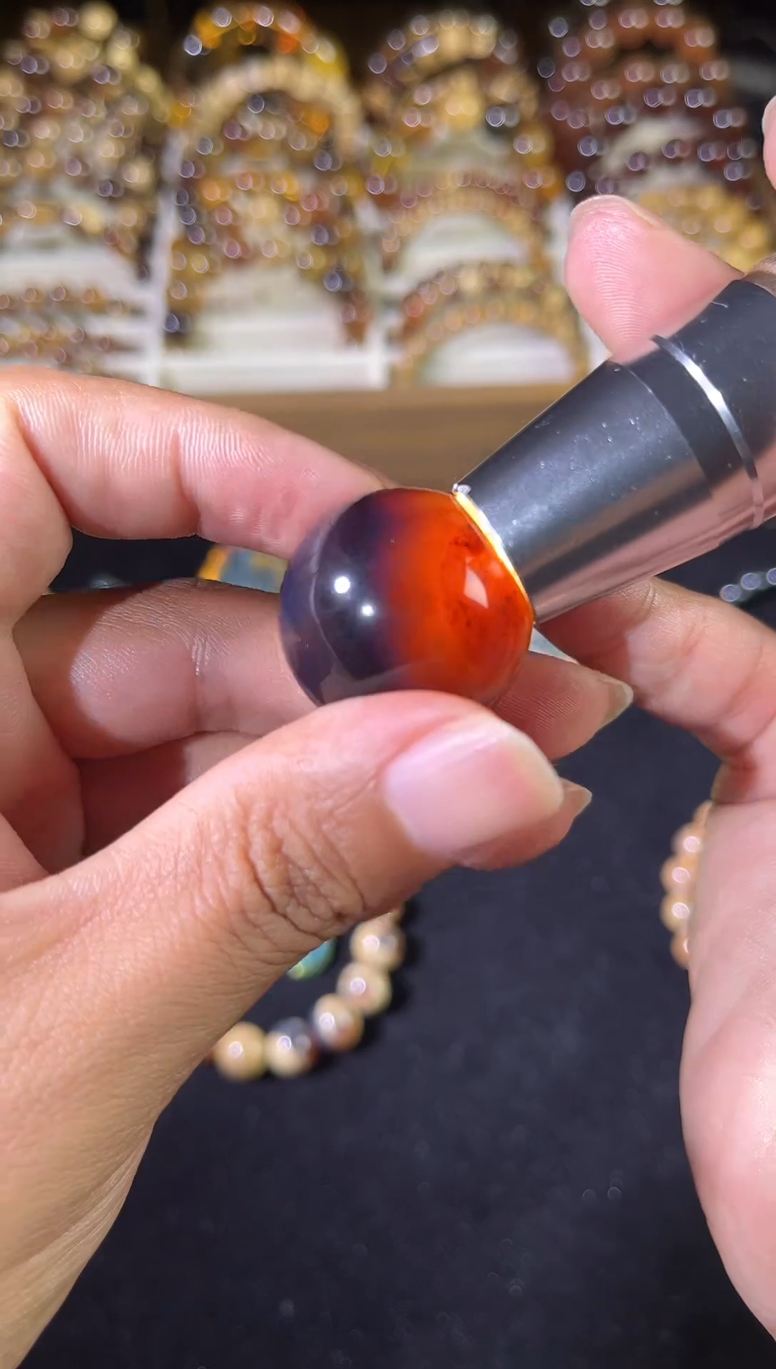 琥珀颈饰未镶嵌黑蜜紫罗兰大珠子