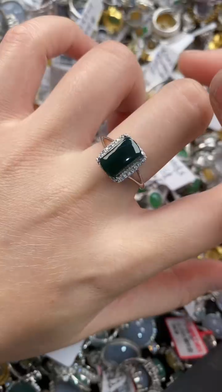 银S925镶嵌戒指翡翠111   8