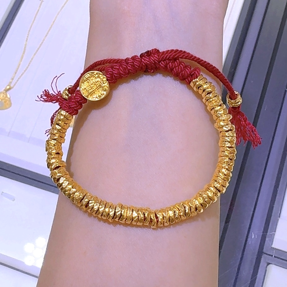 足金999 卡5mm大盘缠五路财神 （赠编绳）多样性发货其一  精品