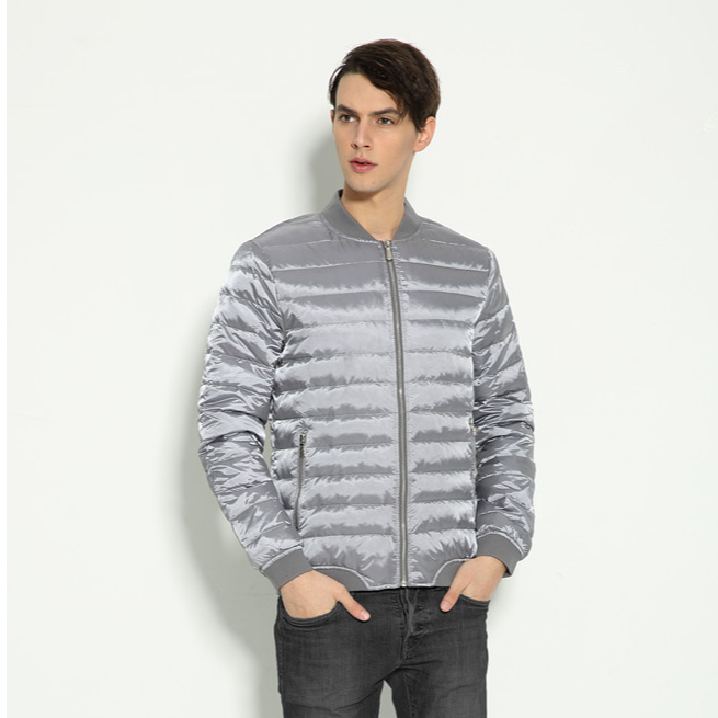 92%灰鸭绒男款圆领薄羽绒服17451