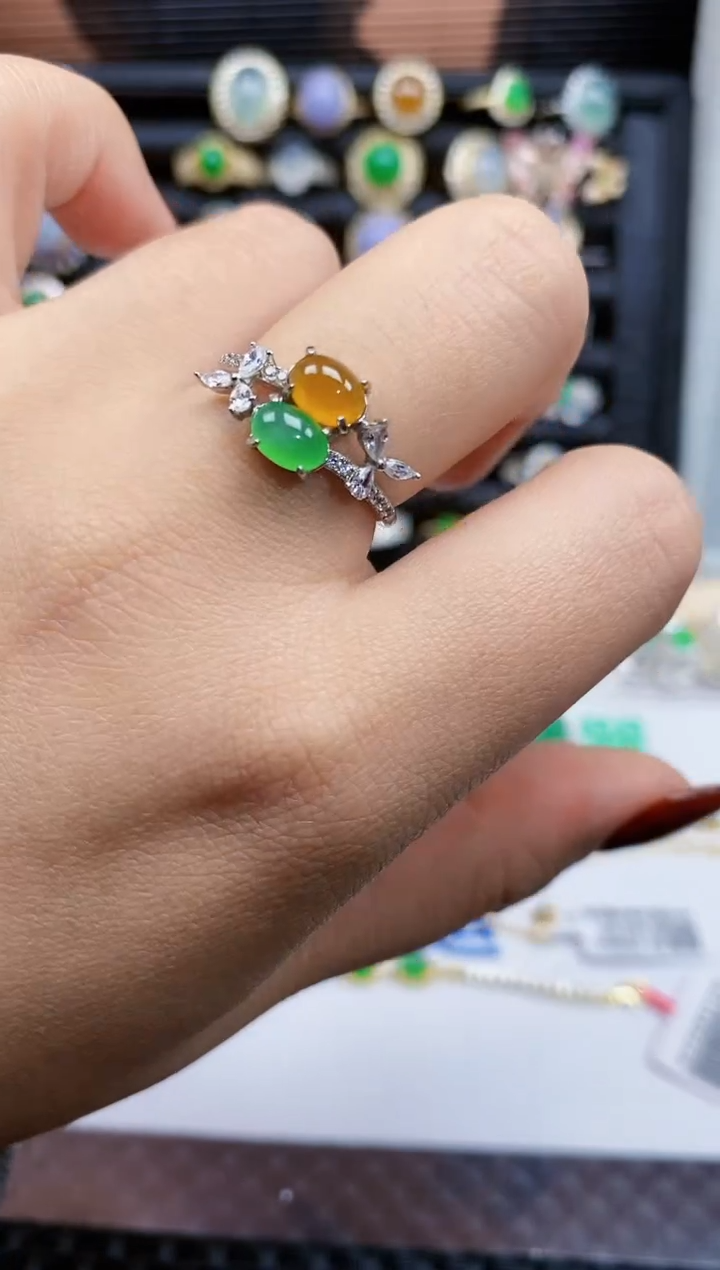 银S925镶嵌戒指翡翠351