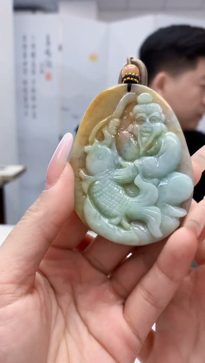 【闪购商品】定制翡翠未镶嵌4917lr-毛货挂件56