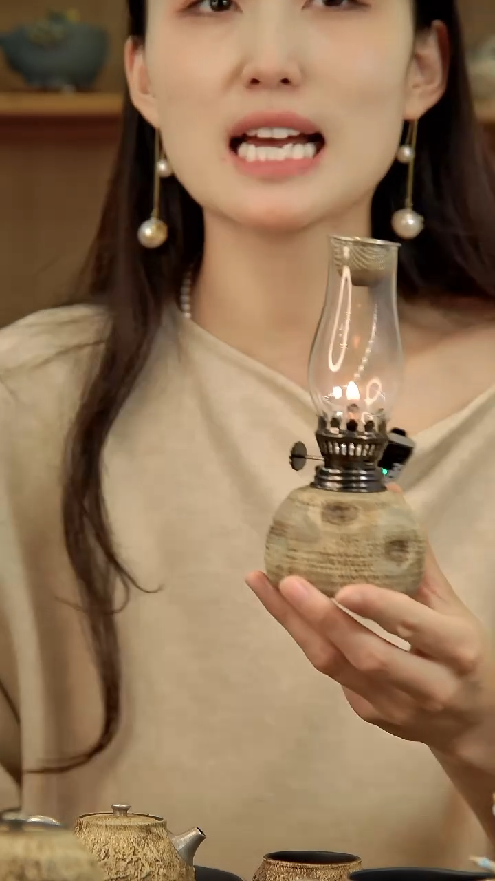 言野手作 粉引仿古油灯